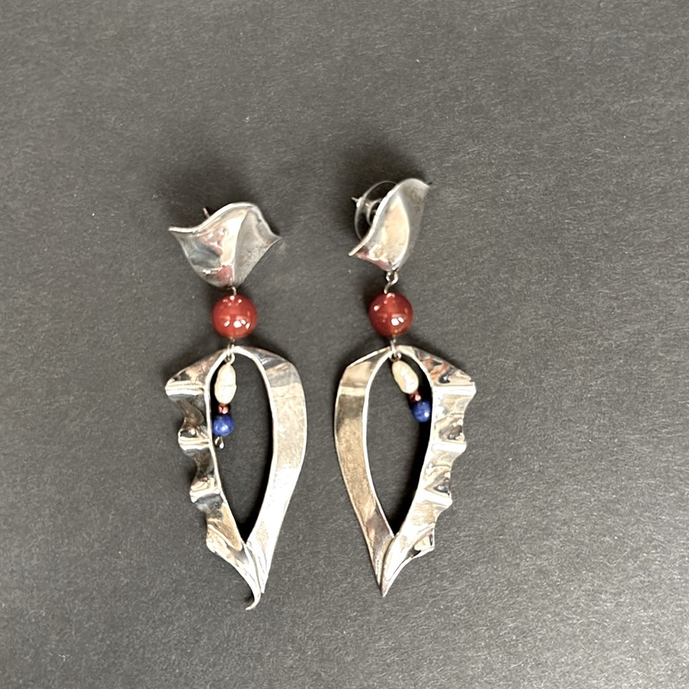 Boho Sterling Silver and Natural Stone Earrings 925